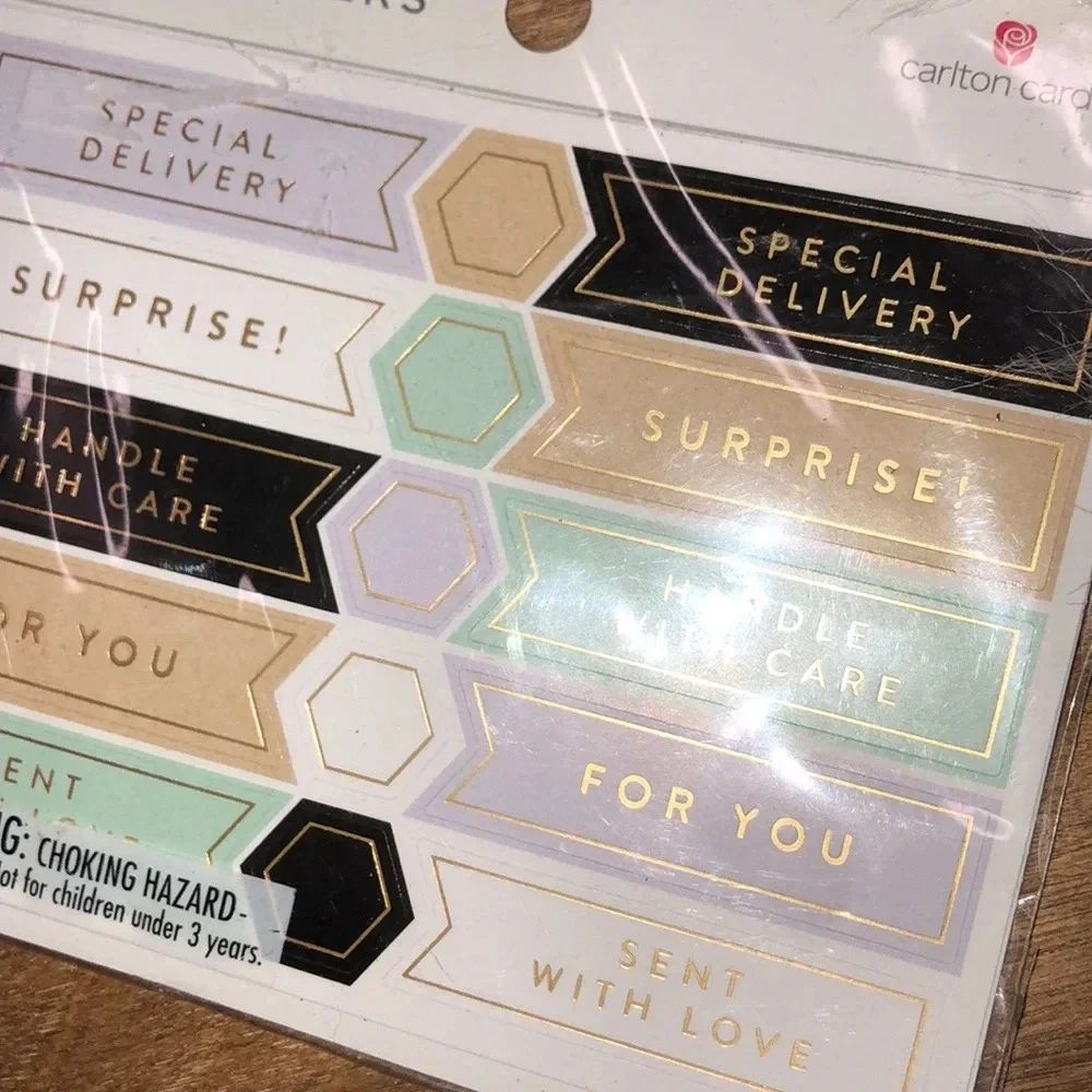 Office stationery set -stickers, labels, ribbon